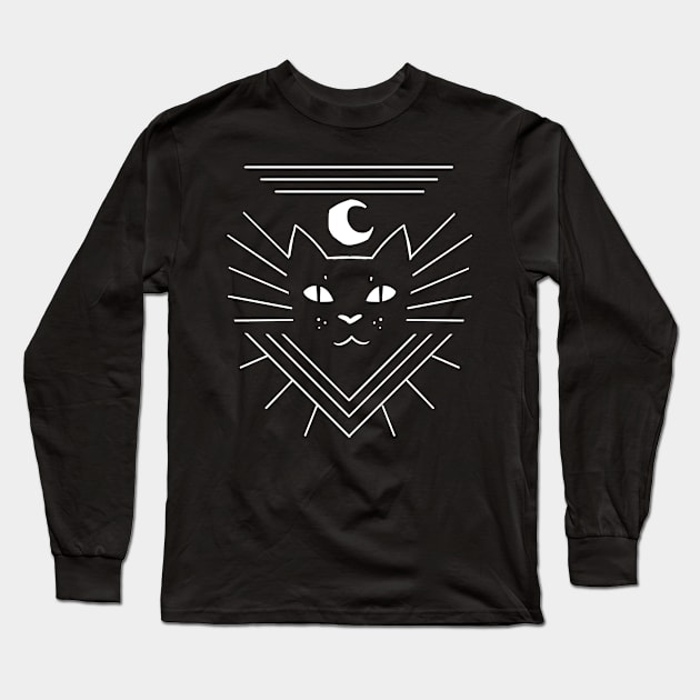 Moon Cat Long Sleeve T-Shirt by WingLorn